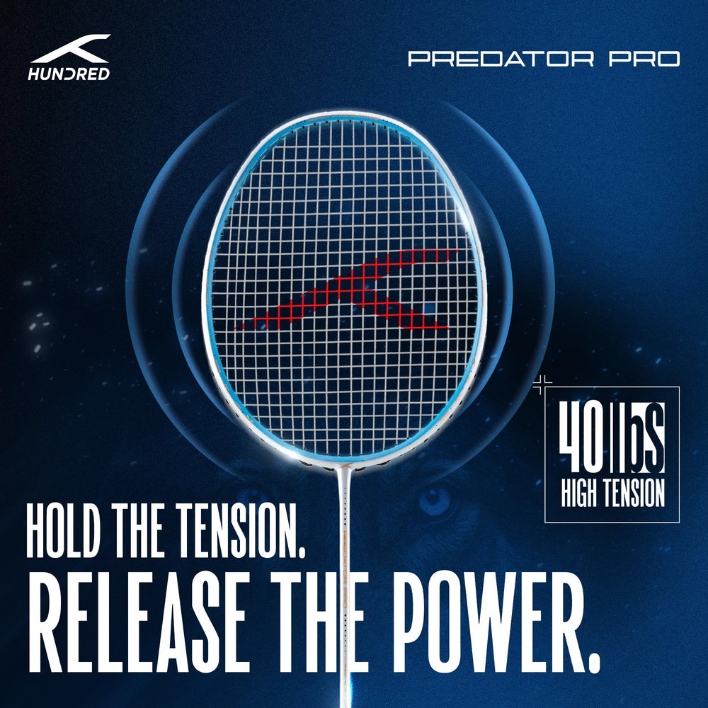 Hundred Predator Pro Strung Badminton Racquet (HBRX-5S073-1) | Aerodynamic Fast-Attacking Racquet with Full Cover