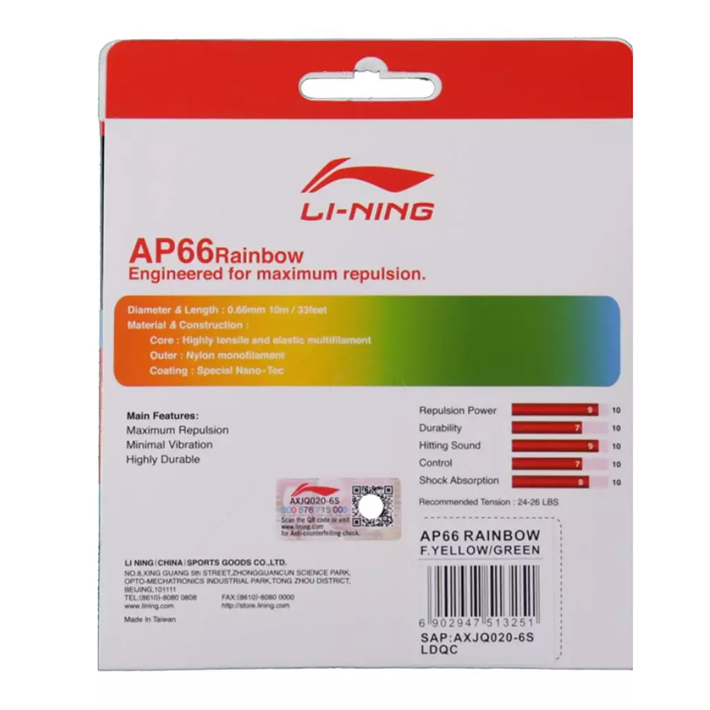 Li-Ning AP66 Rainbow Badminton Strings, 0.66mm - Best Price online Prokicksports.com