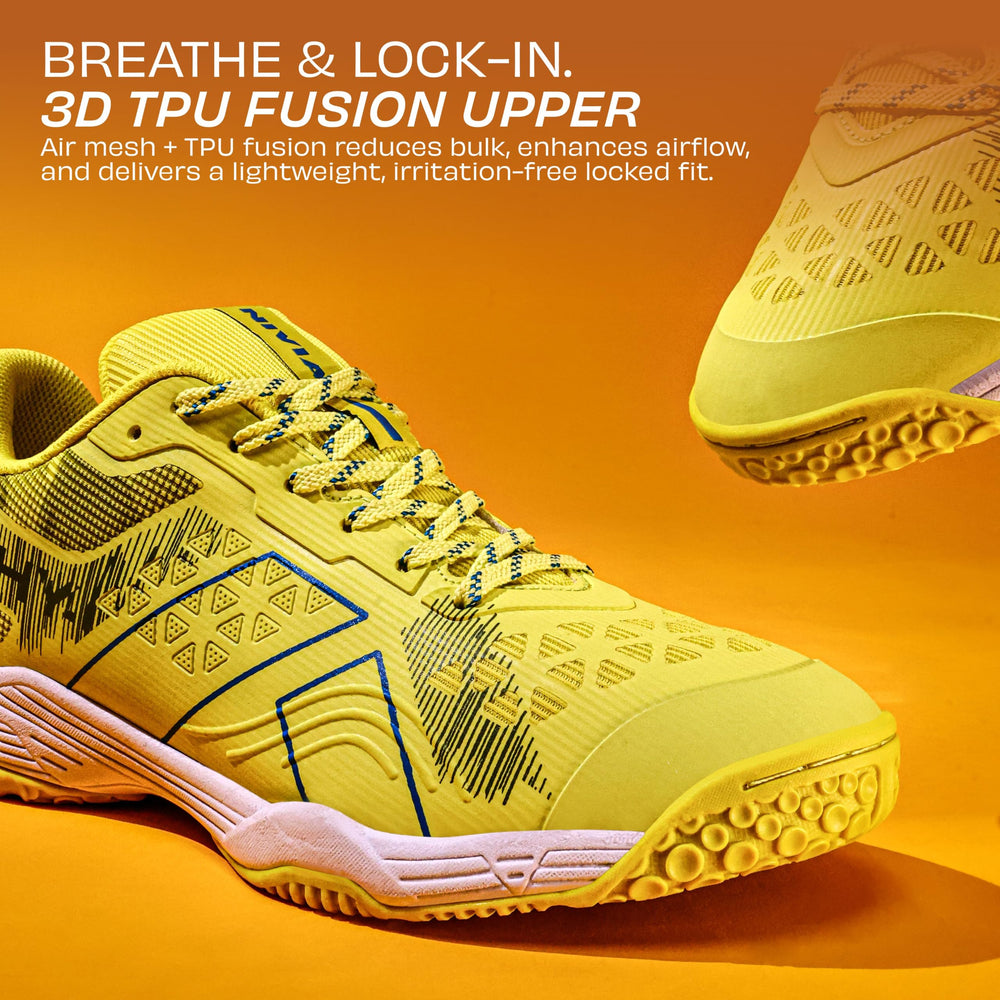 NIVIA Hy Court 3.0 Badminton Shoes – Mesh/TPU Upper, Duofoam Cushion, Non-marking Herringbone Sole | Lightweight Comfort, Secure Fit, For Indoor Court Sports