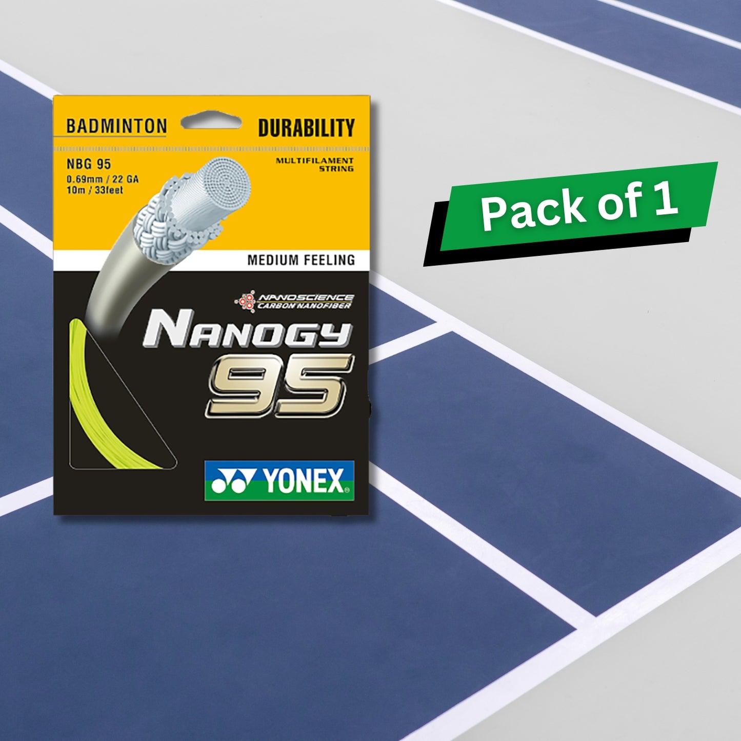 Yonex Nanogy 95 Badminton Strings, 0.69mm - Best Price online Prokicksports.com