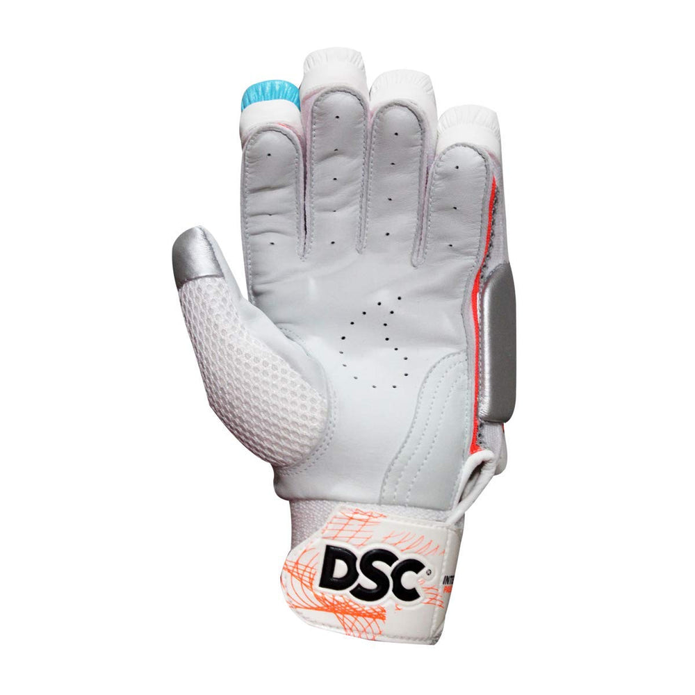 DSC Intense Passion Leather Cricket Batting Gloves (Youth Left Hand, White-Turquoise) – High-Impact Protection & Breathable Leather Gloves - Best Price online Prokicksports.com