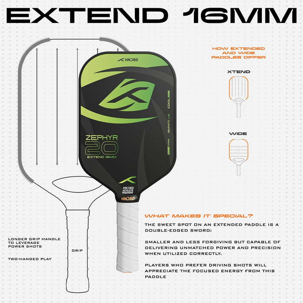 Hundred Zephyr 20 Extend Pickleball Paddle, 16mm Core - Best Price online Prokicksports.com