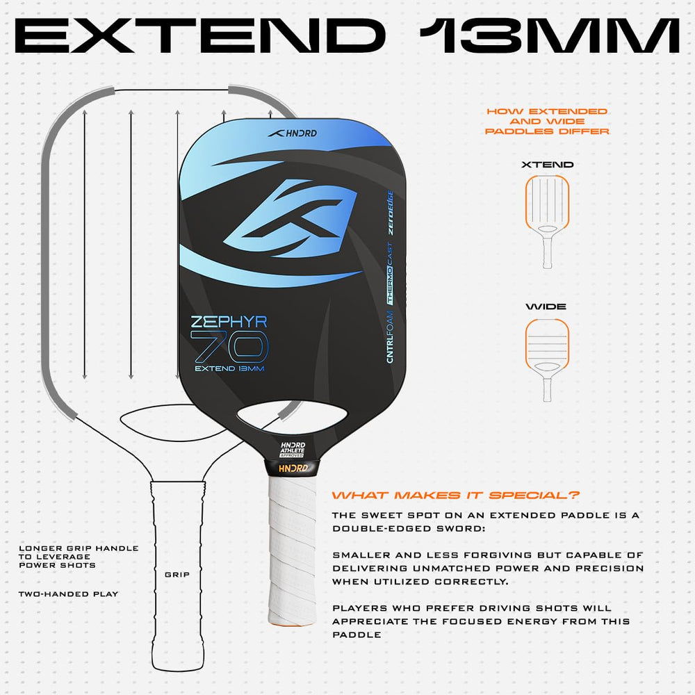 Hundred Zephyr 70 Extend Pickleball Paddle, 13mm Core (Power Play) - Best Price online Prokicksports.com