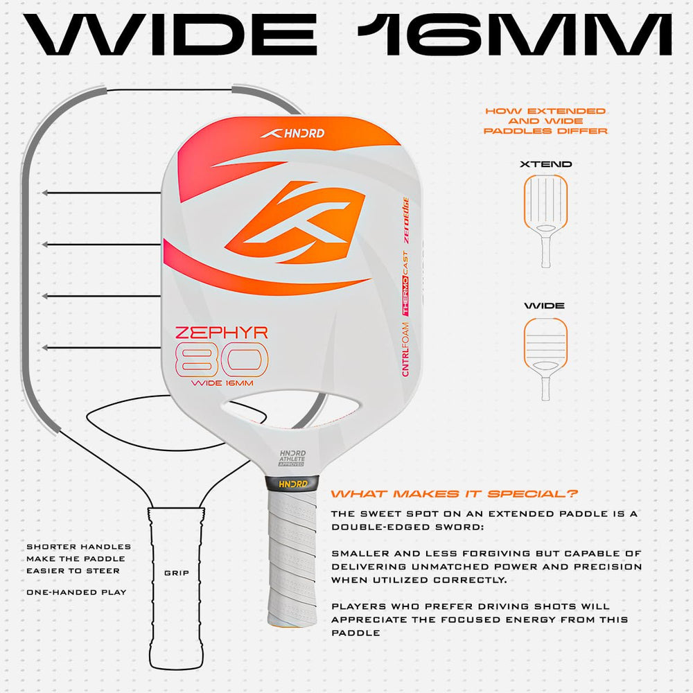 Hundred Zephyr 80 Wide Pickleball Paddle, 16mm Core - Best Price online Prokicksports.com