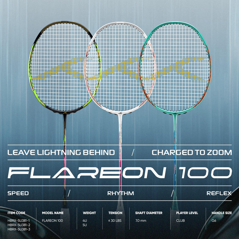 Hundred Flareon 100 Badminton Racket (Strung) | Carbon Fiber Frame | Speed Racket for Fast Swings with Full Cover | Max Tension 30 lbs - Best Price online Prokicksports.com