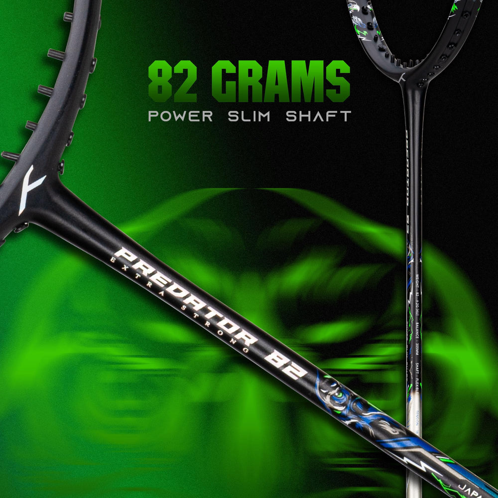 Hundred Predator Extra Strong Japan Made Graphite Unstrung Badminton Racket (38 lbs Max Tension) | Flexible Shaft Attacking Racquet with Full Cover - Best Price online Prokicksports.com