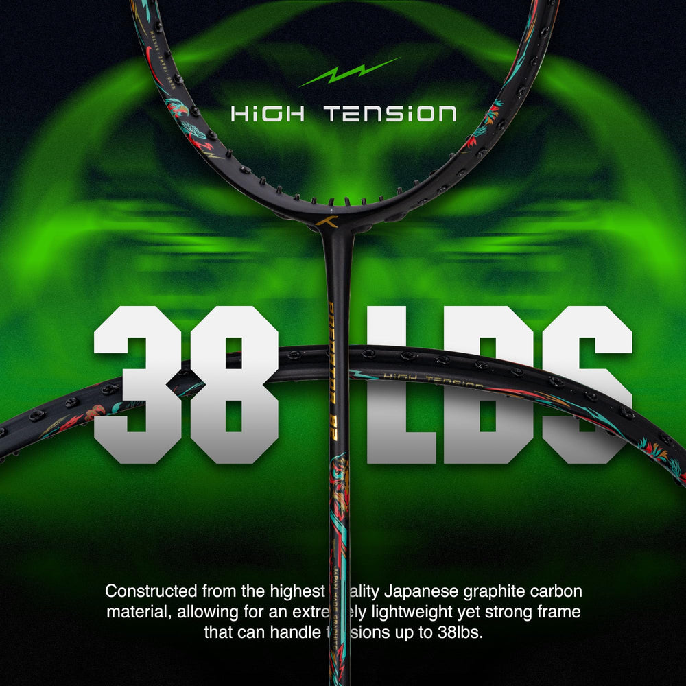Hundred Predator Extra Strong Japan Made Graphite Unstrung Badminton Racket (38 lbs Max Tension) | Flexible Shaft Attacking Racquet with Full Cover - Best Price online Prokicksports.com