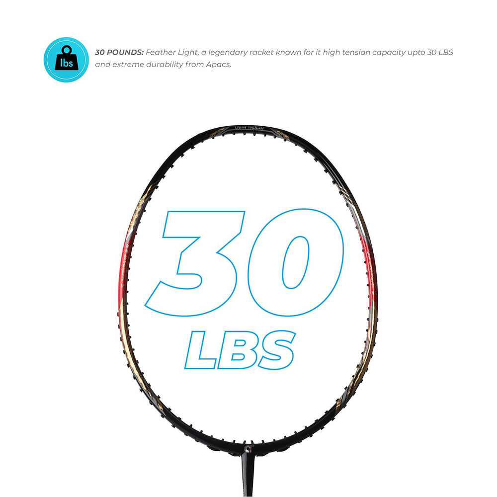 Apacs Feather Weight 55 Unstrung Badminton Racquet | Ultra-Light 58g Frame | High Modulus Graphite | Powerful Smash Control | Advanced Speed Racquet - Best Price online Prokicksports.com