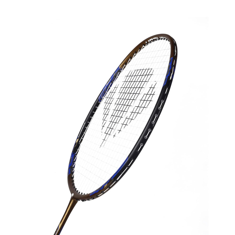 Carlton Carbotec 3000 Strung Badminton Racket – Durable Carbon Frame | Pre-Strung Racket for Intermediate Players | Gold/Blue | Power & Control Balance - Best Price online Prokicksports.com