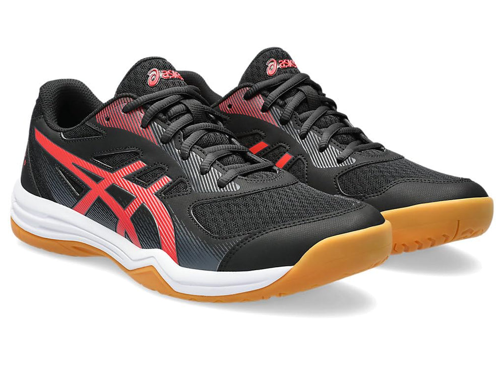 Asics Upcourt 5 Badminton Shoes | Black/Classic Red, Lightweight Design, Broad Mesh Paneling, Supportive Midfoot Overlays, Reinforced Toe & Heel Counter, Flexible Comfort Fit - Best Price online Prokicksports.com