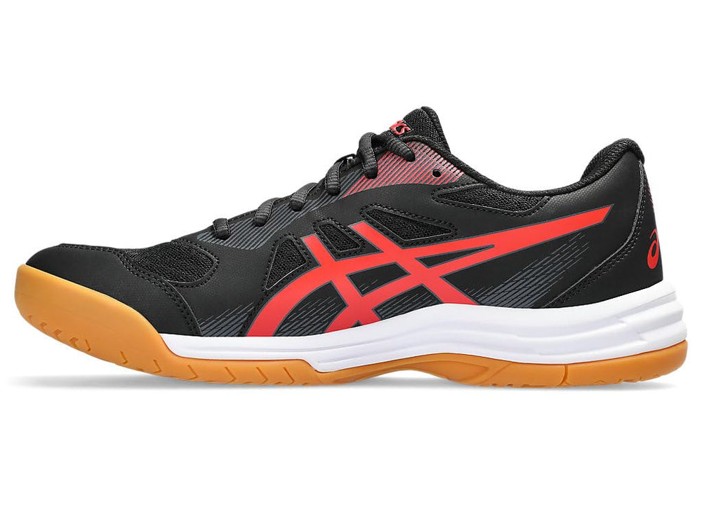 Asics Upcourt 5 Badminton Shoes | Black/Classic Red, Lightweight Design, Broad Mesh Paneling, Supportive Midfoot Overlays, Reinforced Toe & Heel Counter, Flexible Comfort Fit - Best Price online Prokicksports.com