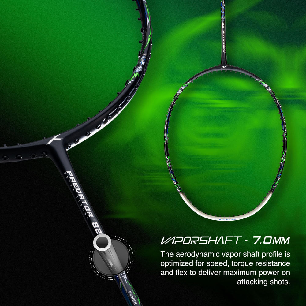 Hundred Predator Extra Strong Japan Made Graphite Unstrung Badminton Racket (38 lbs Max Tension) | Flexible Shaft Attacking Racquet with Full Cover - Best Price online Prokicksports.com
