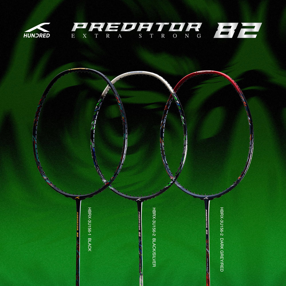 Hundred Predator Extra Strong Japan Made Graphite Unstrung Badminton Racket (38 lbs Max Tension) | Flexible Shaft Attacking Racquet with Full Cover - Best Price online Prokicksports.com