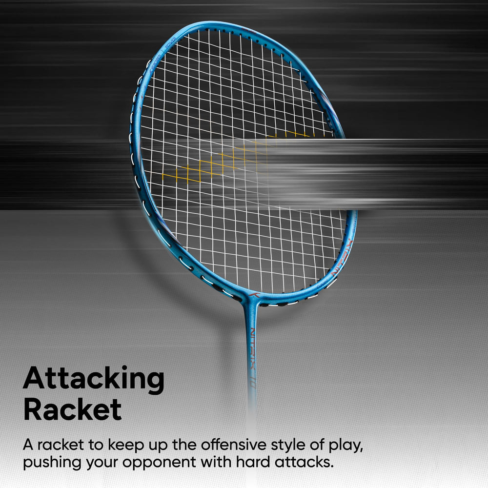 Hundred Nitrix 10 Badminton Racket (Strung) | Head-Heavy Carbon Fiber Attacking Racquet with Full Cover | Max Tension 30 lbs - Best Price online Prokicksports.com