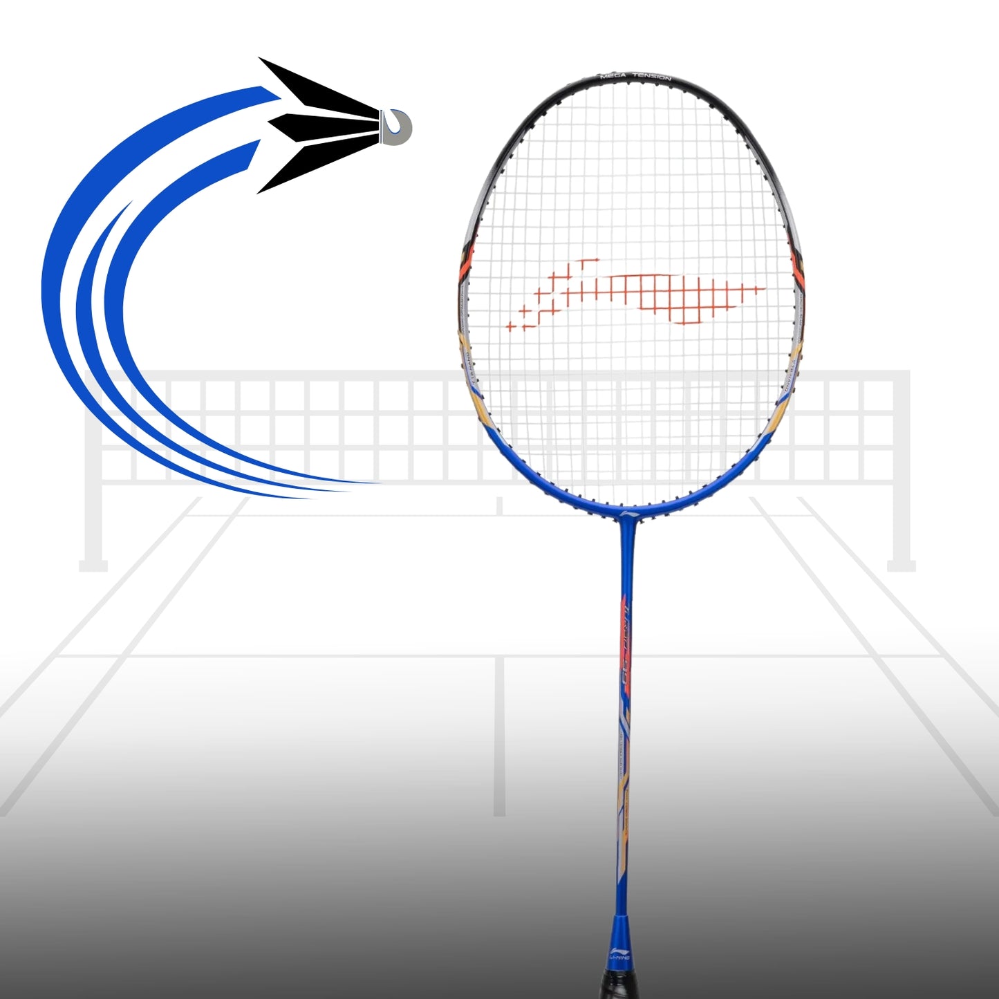Li-Ning Turbo 99 Carbon Fibre Racket With Free Full Cover Blue/Black - Best Price online Prokicksports.com