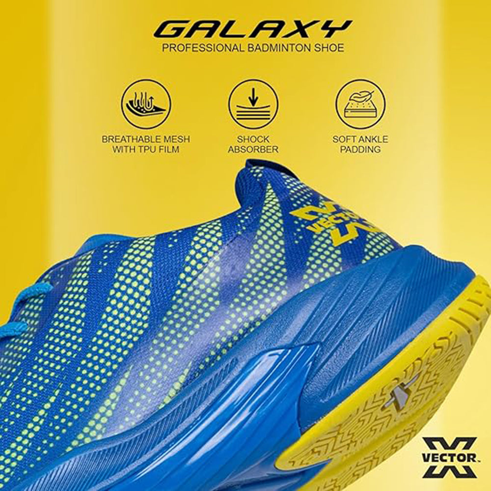 Vector X Galaxy Court Shoe for Badminton– Lightweight, Breathable Mesh, Durable Rubber Outsole, Anti-Slip Grip & Enhanced Comfort - Best Price online Prokicksports.com