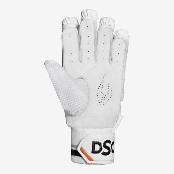 DSC Heat Cricket Batting Gloves | Leather Palm, Pre-Curved Foam Finger Rolls & Airflow Gusset | Right Hand