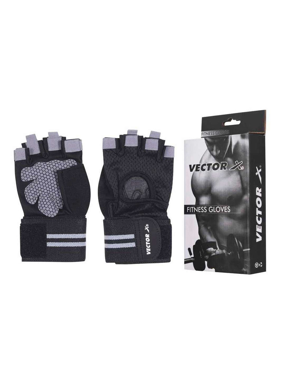 Vector X Fitness Gloves (RIGOUR Series, Black) | Multi-Sport Gym, Weight Lifting & Cycling Gloves