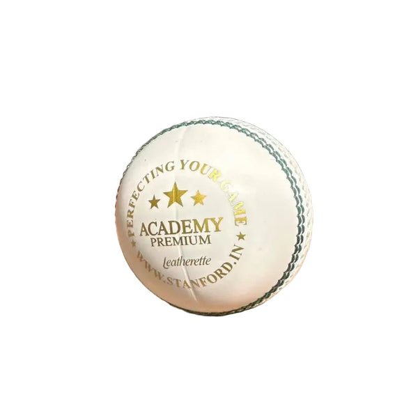 SF Academy Premium Cricket Ball | White Leatherette Match Ball | Pack of 1