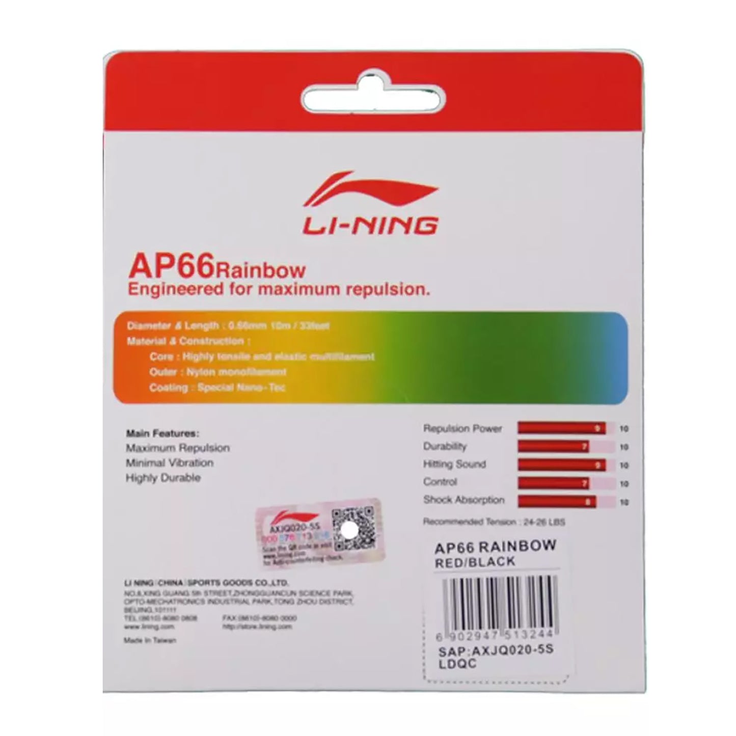 Li-Ning AP66 Rainbow Badminton Strings, 0.66mm - Best Price online Prokicksports.com
