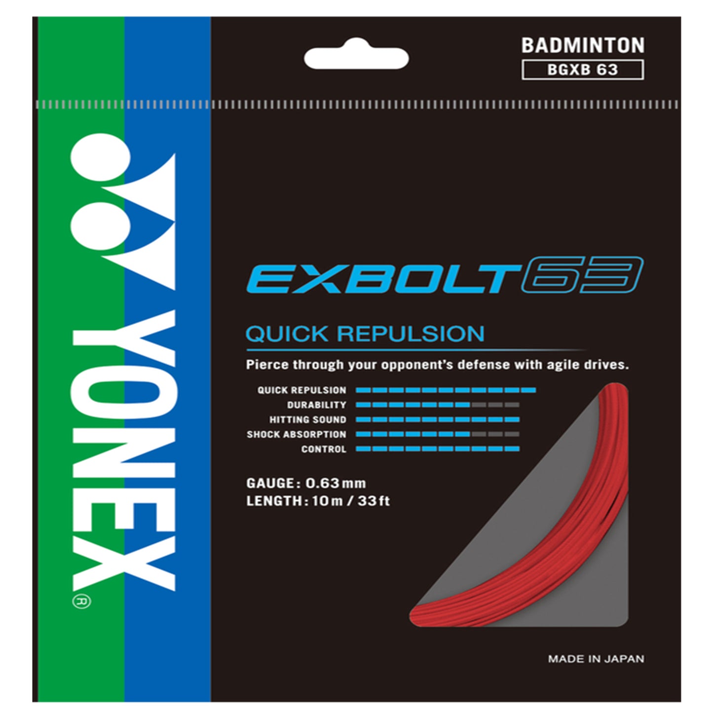 Yonex Exbolt63 Badminton String (Red) - Best Price online Prokicksports.com