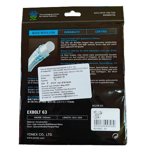 Yonex Exbolt63 Badminton String (Yellow) - Best Price online Prokicksports.com