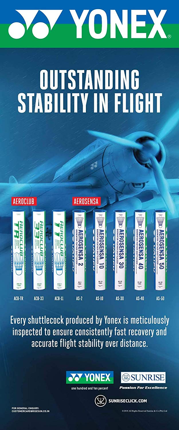 Yonex Aerosensa 2 Badminton Feather Shuttlecock – 12 Pieces (Pack of 1) - Best Price online Prokicksports.com
