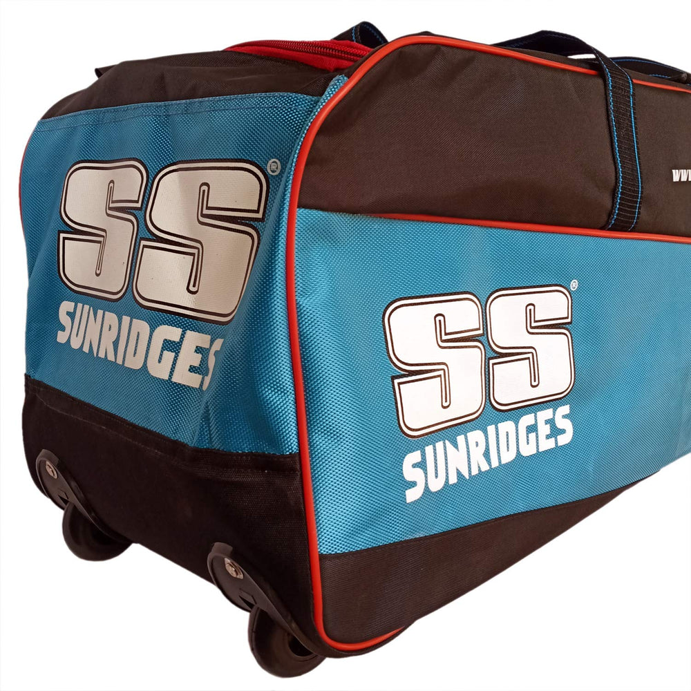 SS Storm Double Wheel Cricket Kit Bag - Black/Cyan - Best Price online Prokicksports.com