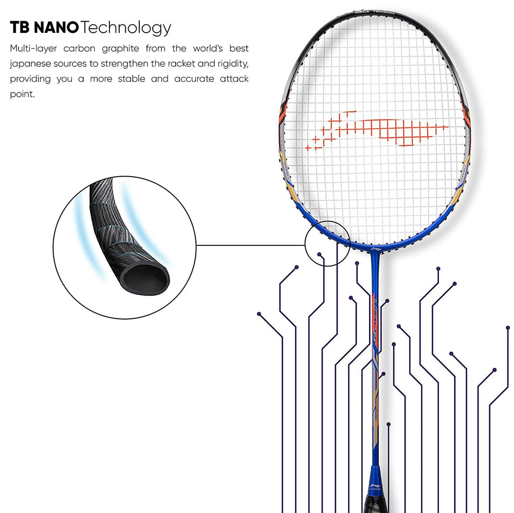 Li-Ning Turbo 99 Carbon Fibre Racket With Free Full Cover Blue/Black - Best Price online Prokicksports.com