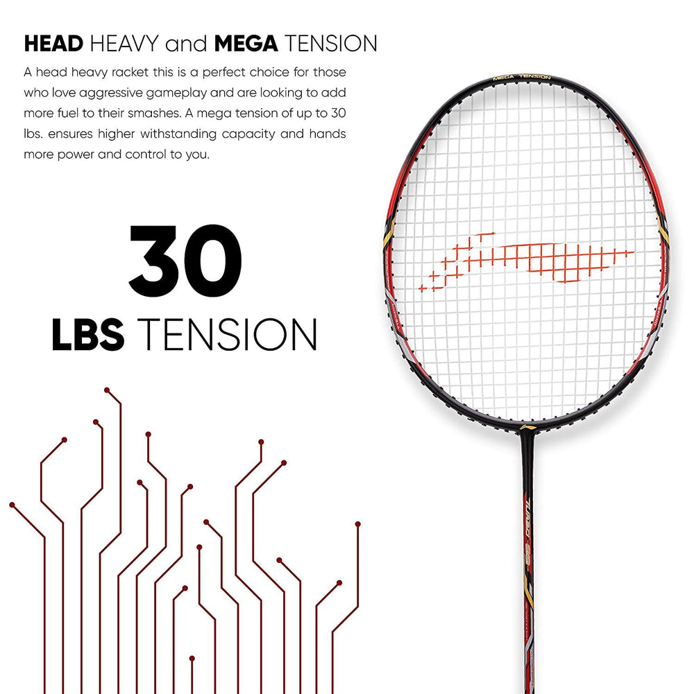 Li-Ning Turbo 99 Carbon Fibre Racket With Free Full Cover Black/Red - Best Price online Prokicksports.com