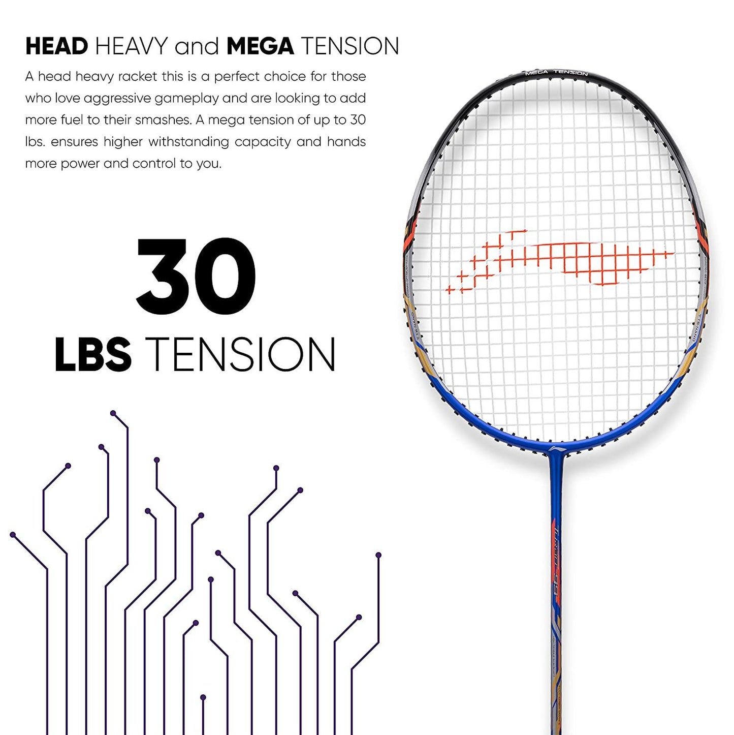 Li-Ning Turbo 99 Carbon Fibre Racket With Free Full Cover Blue/Black - Best Price online Prokicksports.com
