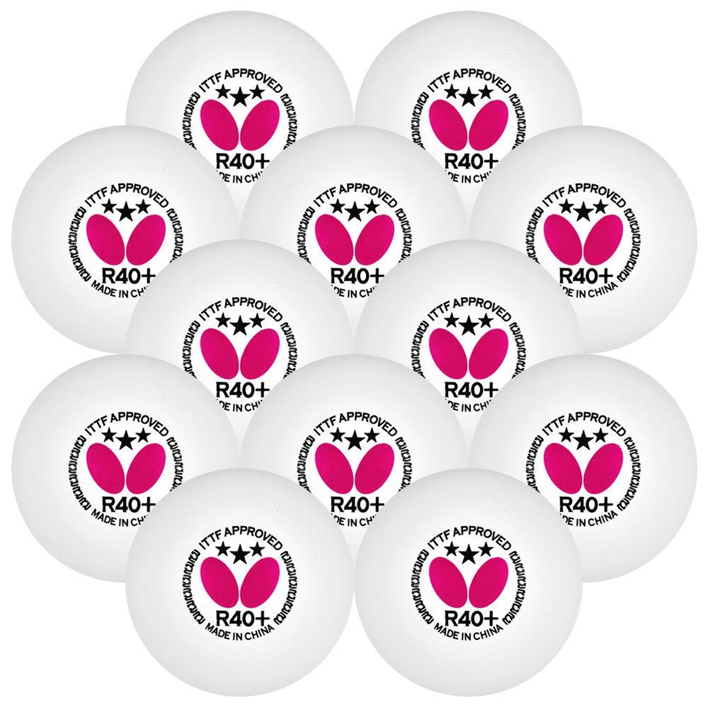 Butterfly 3 Star R40 Plus Table Tennis Balls, Pack Of 3 - White - Best Price online Prokicksports.com