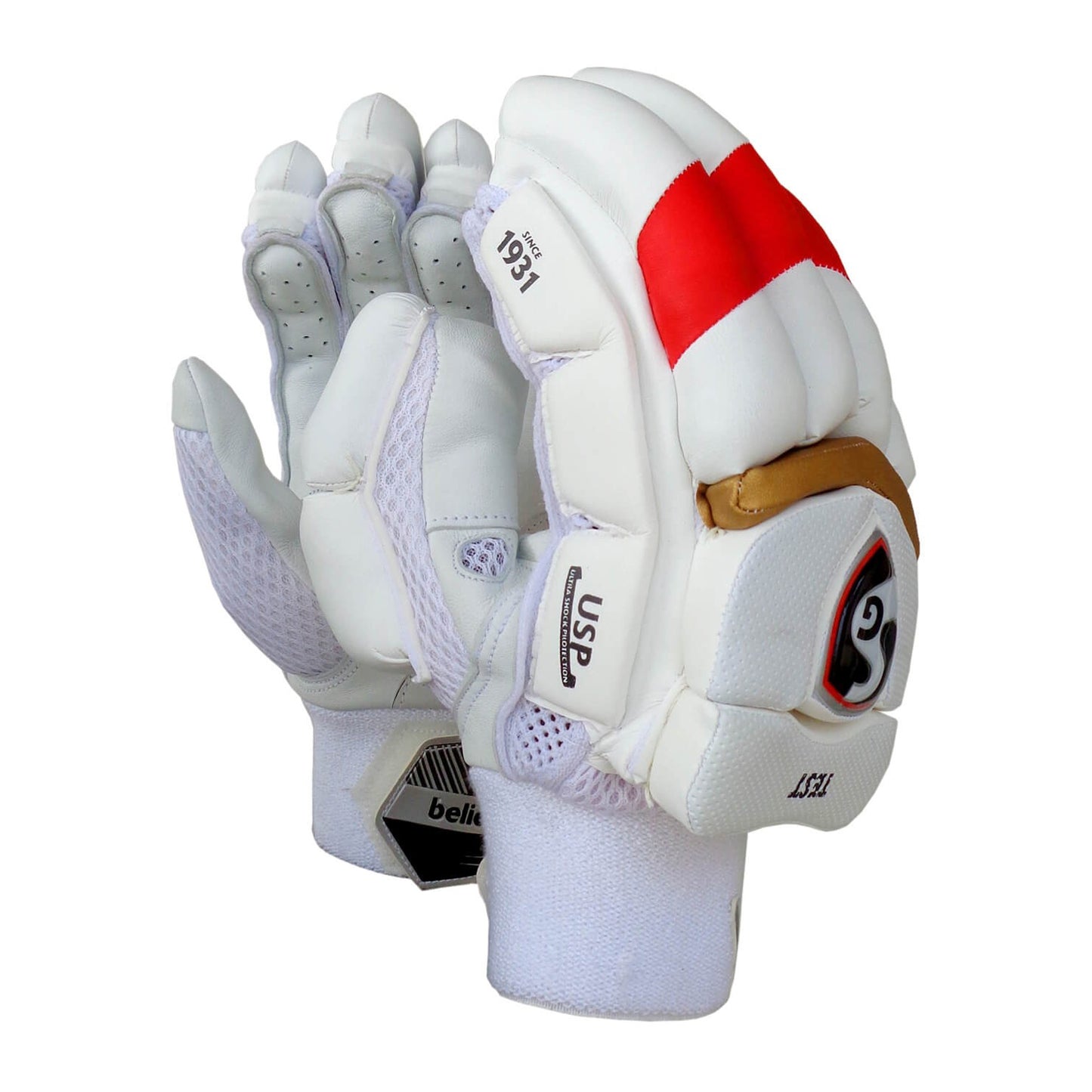 SG Test Kings XI Punjab LH Batting Gloves, White/Red - Best Price online Prokicksports.com
