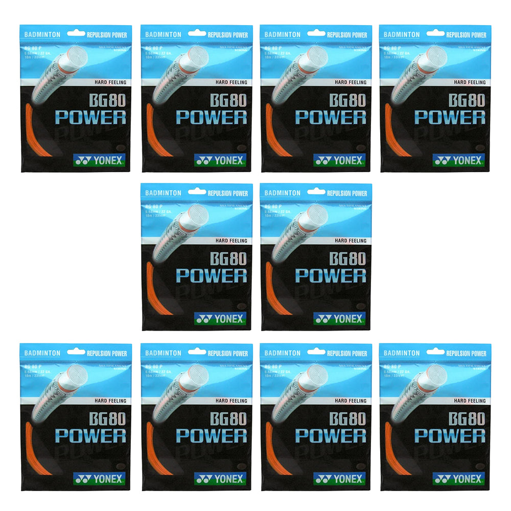 Yonex BG80 Power Badminton Strings, 0.68mm - Pack of 10 Strings - Best Price online Prokicksports.com