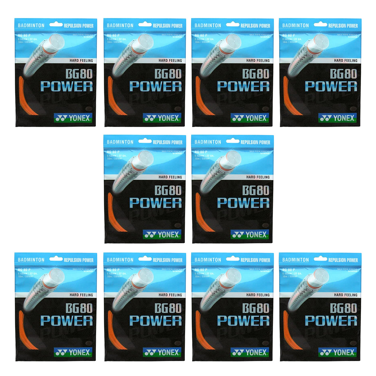 Yonex BG80 Power Badminton Strings, 0.68mm - Pack of 10 Strings - Best Price online Prokicksports.com