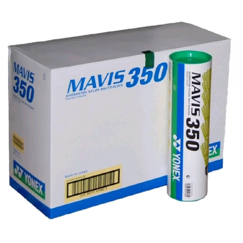 Yonex MAVIS 350 Green Cap Nylon Shuttlecock - 100 Cans - Best Price online Prokicksports.com