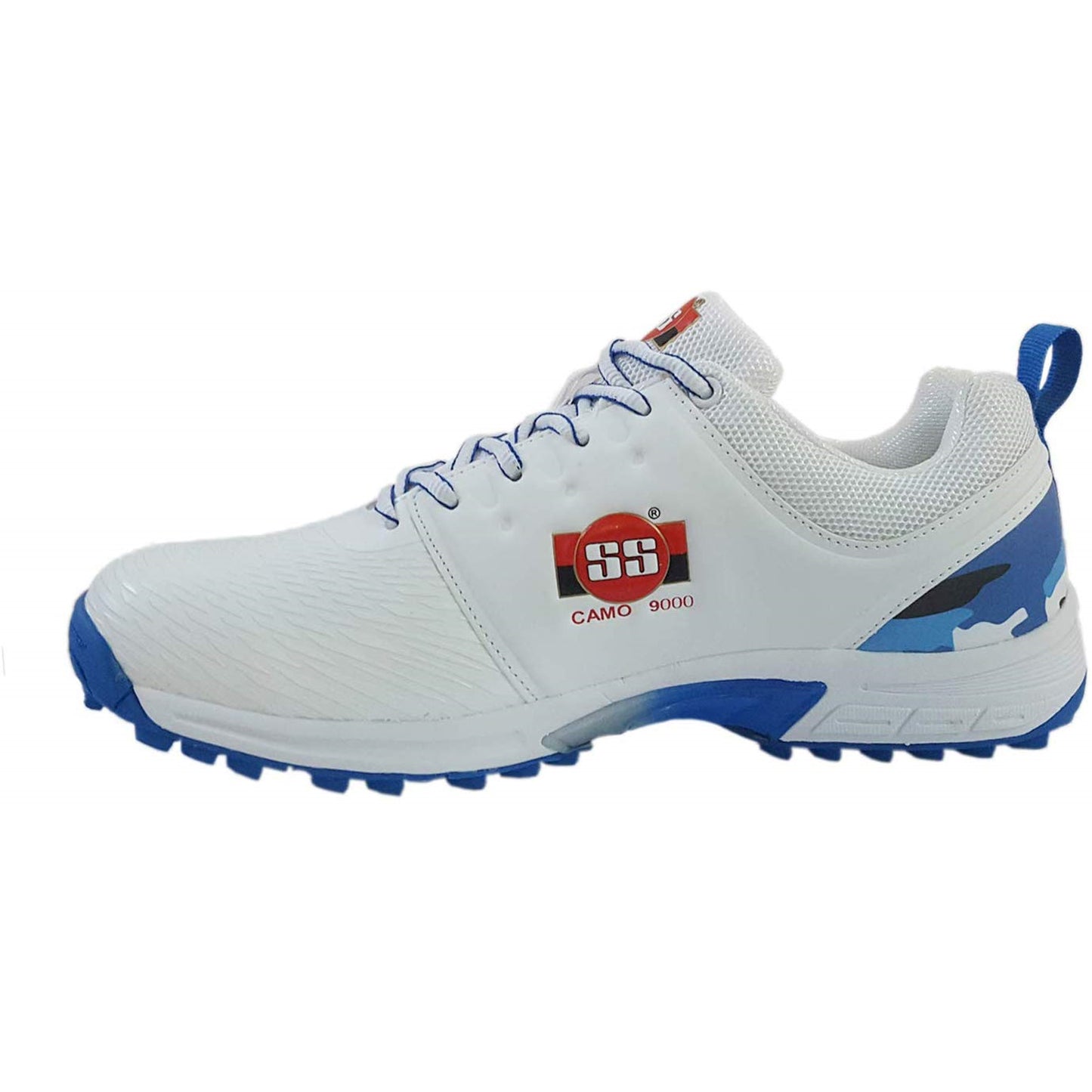 SS Rubber Spikes Professional Cricket Shoes for Men - Camo - White Blue - Best Price online Prokicksports.com
