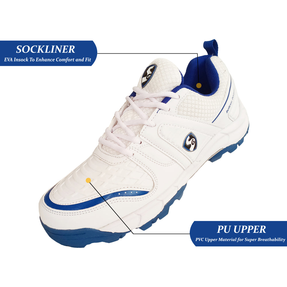 SG Steadler 6.0 Cricket Shoe, White/Royal Blue - Best Price online Prokicksports.com