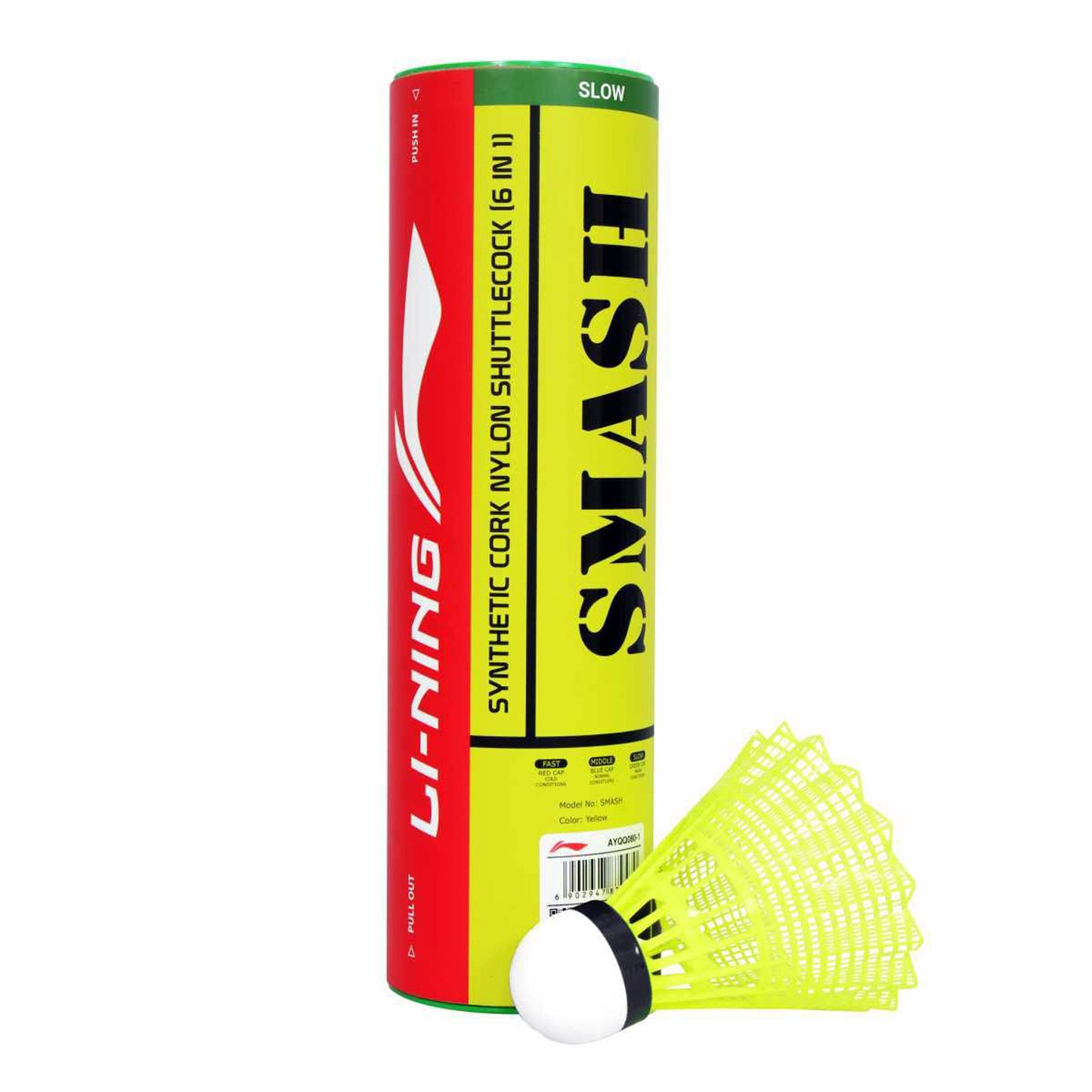 Li-Ning Smash Nylon Shuttlecock, Slow - Yellow - Best Price online Prokicksports.com