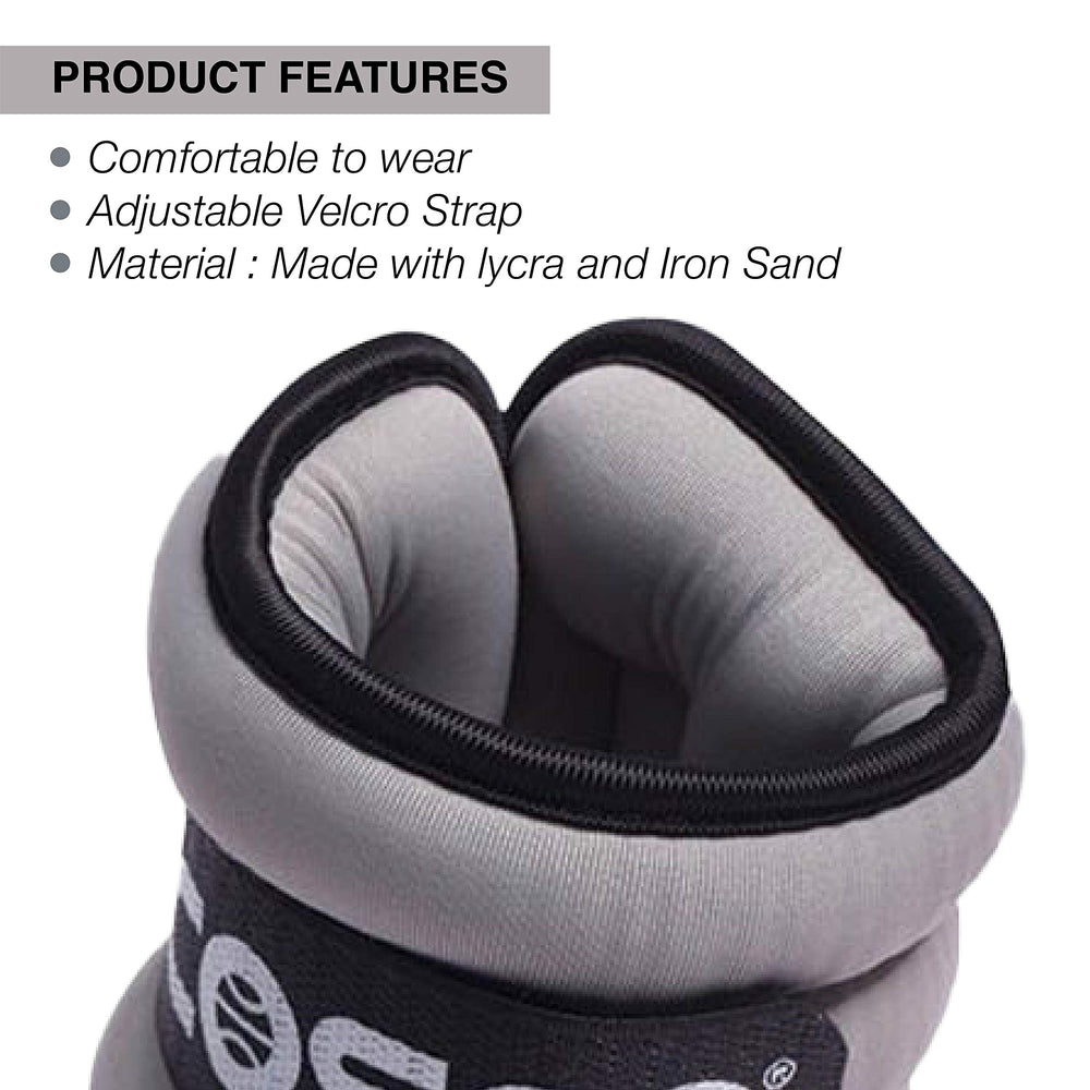 Cosco Lycra & Iron Sand Ankle Weights Set of  2 & Adjustable Weight Cuffs for Fitness & Strength Training