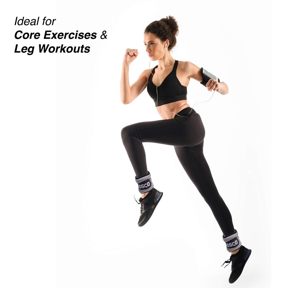 Cosco Lycra & Iron Sand Ankle Weights Set of  2 & Adjustable Weight Cuffs for Fitness & Strength Training