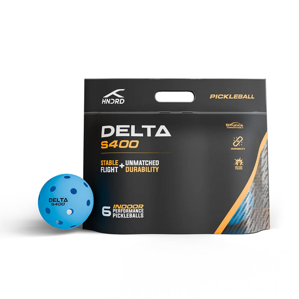 Hundred Delta S400 Indoor-26 Hole Pickleball Balls, Blue - Pack of 6