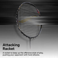 Hundred Nitrix 10 Badminton Racket (Strung) | Head-Heavy Carbon Fiber Attacking Racquet with Full Cover | Max Tension 30 lbs