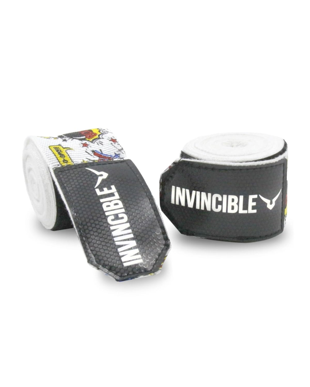 Invincible Nylon Mexican Style Semi-Stretch Boom Boom Printed Hand Wraps (White, 2.5 M) | Breathable Conforming Boxing Wraps with Wrist Support - Best Price online Prokicksports.com