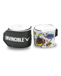 Invincible Nylon Mexican Style Semi-Stretch Boom Boom Printed Hand Wraps (White, 2.5 M) | Breathable Conforming Boxing Wraps with Wrist Support - Best Price online Prokicksports.com