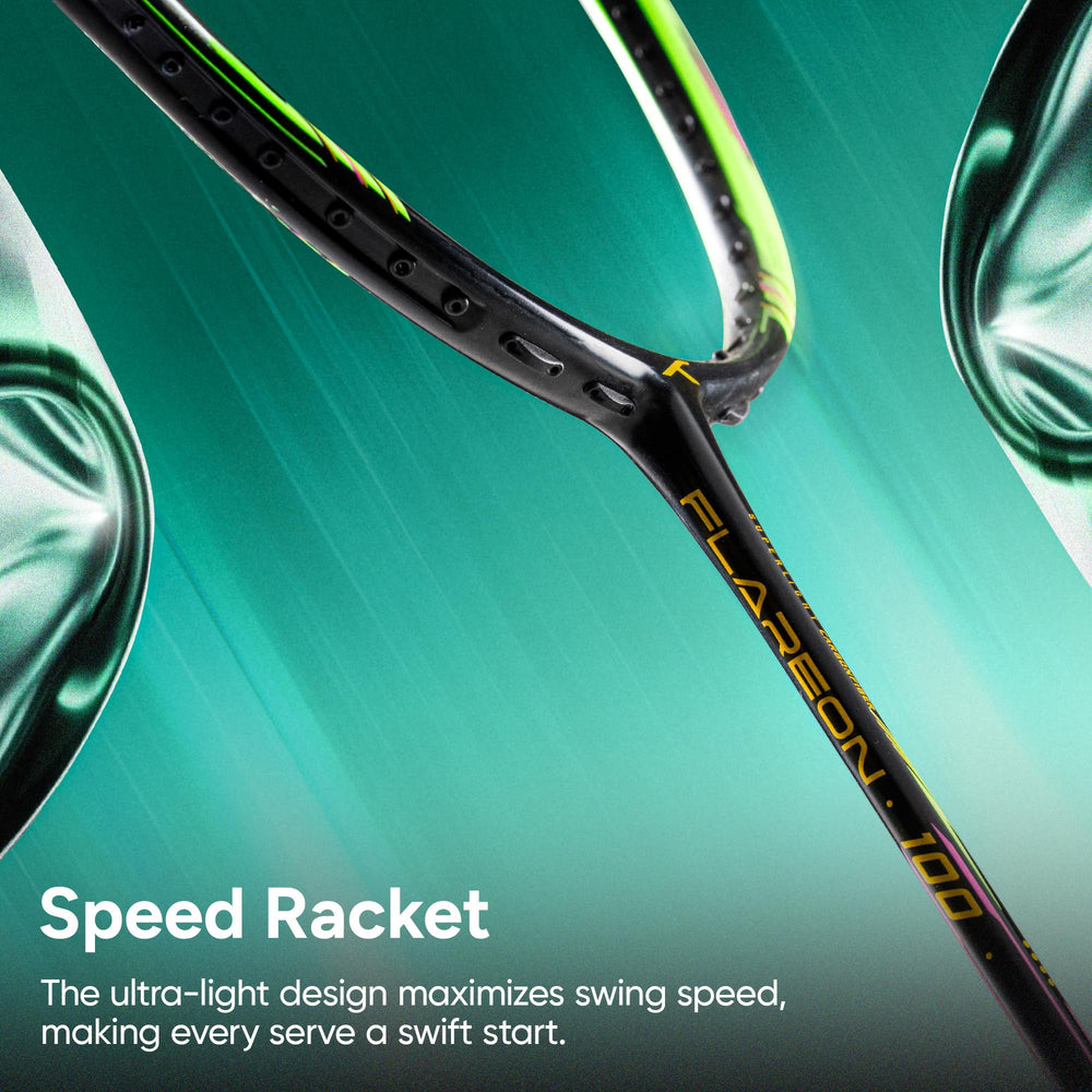 Hundred Flareon 100 Badminton Racket (Strung) | Carbon Fiber Frame | Speed Racket for Fast Swings with Full Cover | Max Tension 30 lbs - Best Price online Prokicksports.com