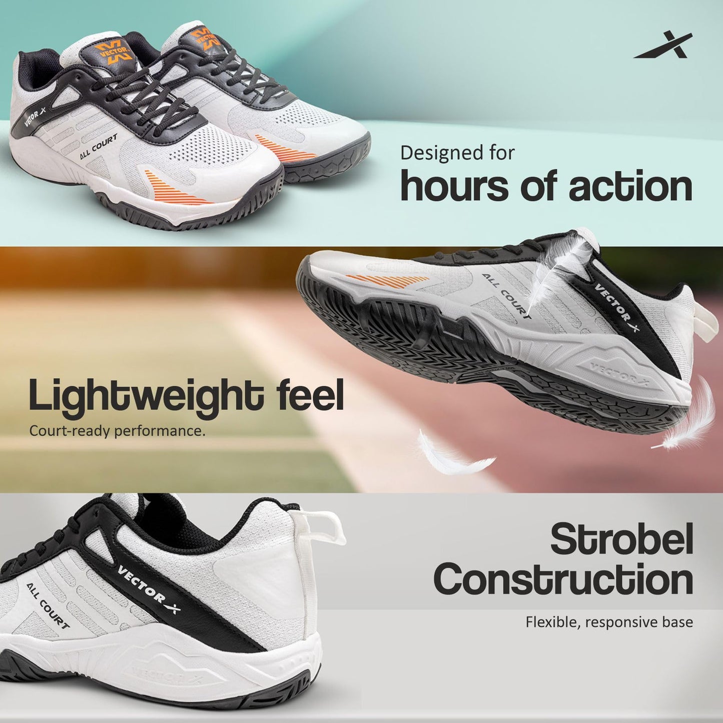 Vector X All Court Shoes | Multi-Sport Indoor &amp; Outdoor Athletic Footwear