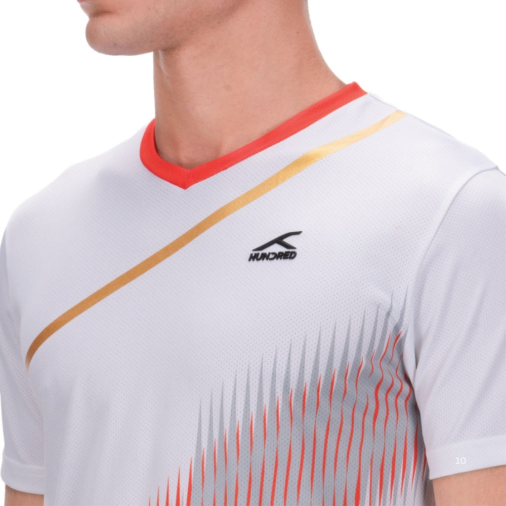 Hundred HBTS-5M266 V-Neck Badminton T-Shirt – Men Quick Dry Lightweight Sports Tee for Badminton, Training & Fitness - Best Price online Prokicksports.com