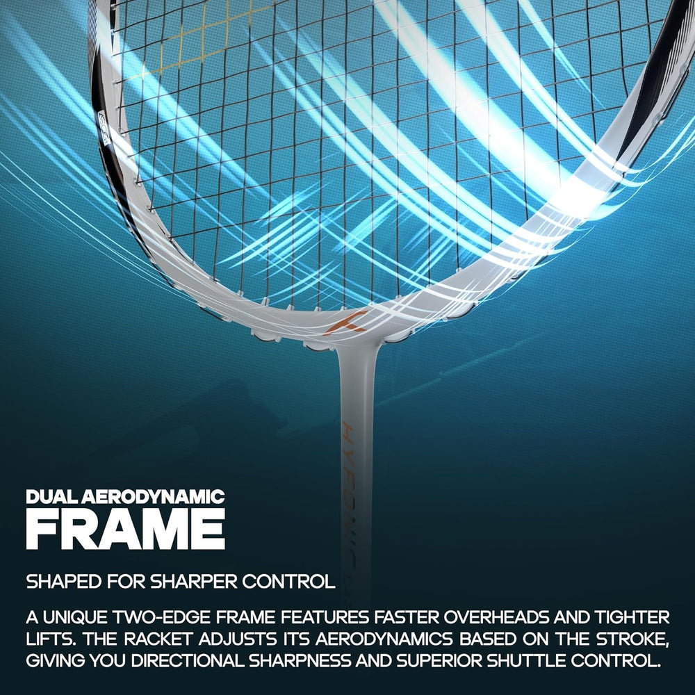 Hundred Hyfonic Lazer Strung Badminton Racquet | Carbon Fibre Frame with Dual Aerodynamic Technology | Precision Control Series - Best Price online Prokicksports.com