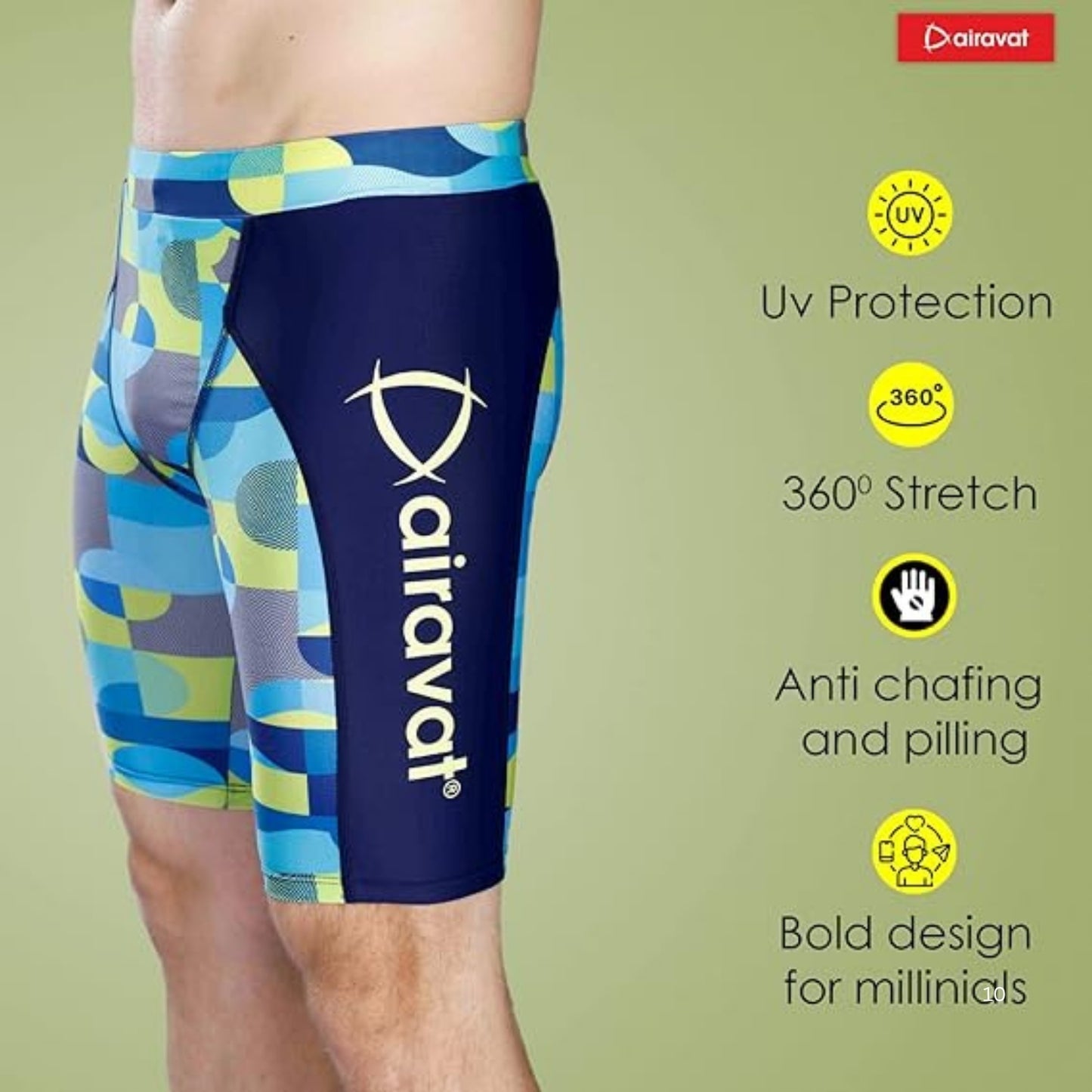 Airavat ORCA 1511 Men's Swimming Jammer – 360° Stretch, UPF50 UV Protection, Anti-Chafe, Quick-Dry Swimwear - Best Price online Prokicksports.com